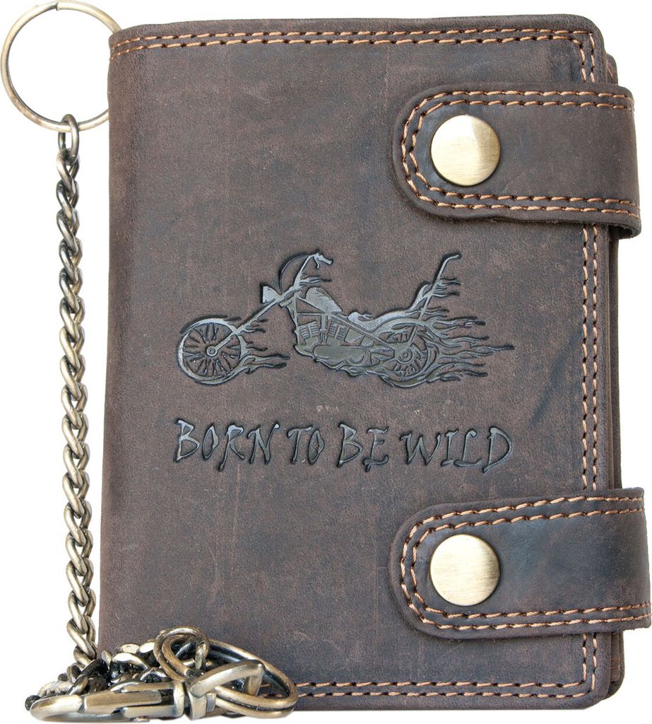 Porte-monnaie Biker en cuir naturel Born to be wild avec Image du produit 