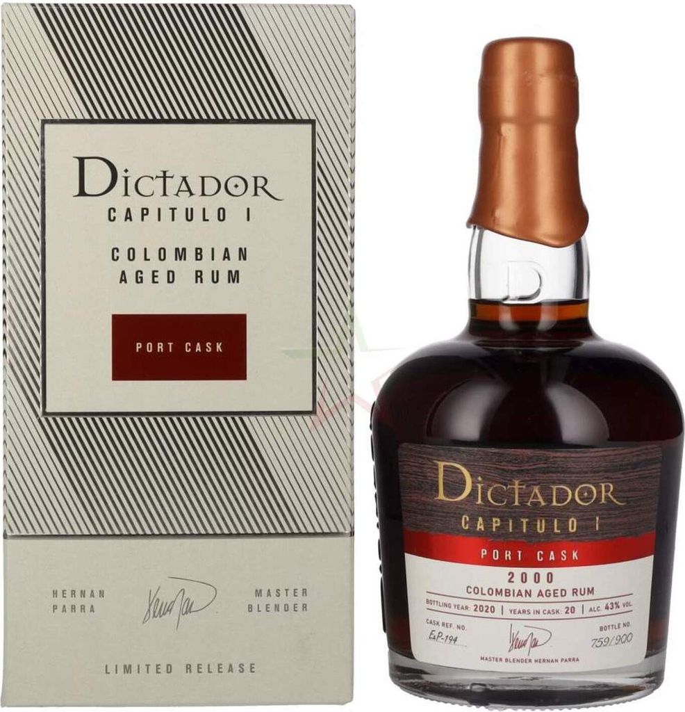 Dictador CAPITULO I 20 Years Old Port Cask Colombian Aged Rum 2000 43 % 0,70 lt.