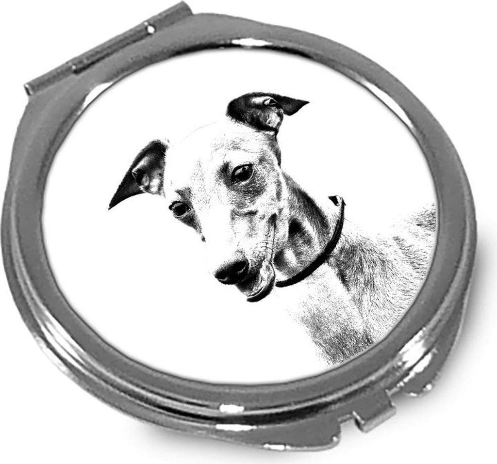 Azawakh - Taschenspiegel mit Hund, personalisierter Taschenspiegel, kompakter Spiegel mit Art-Dog-Logo