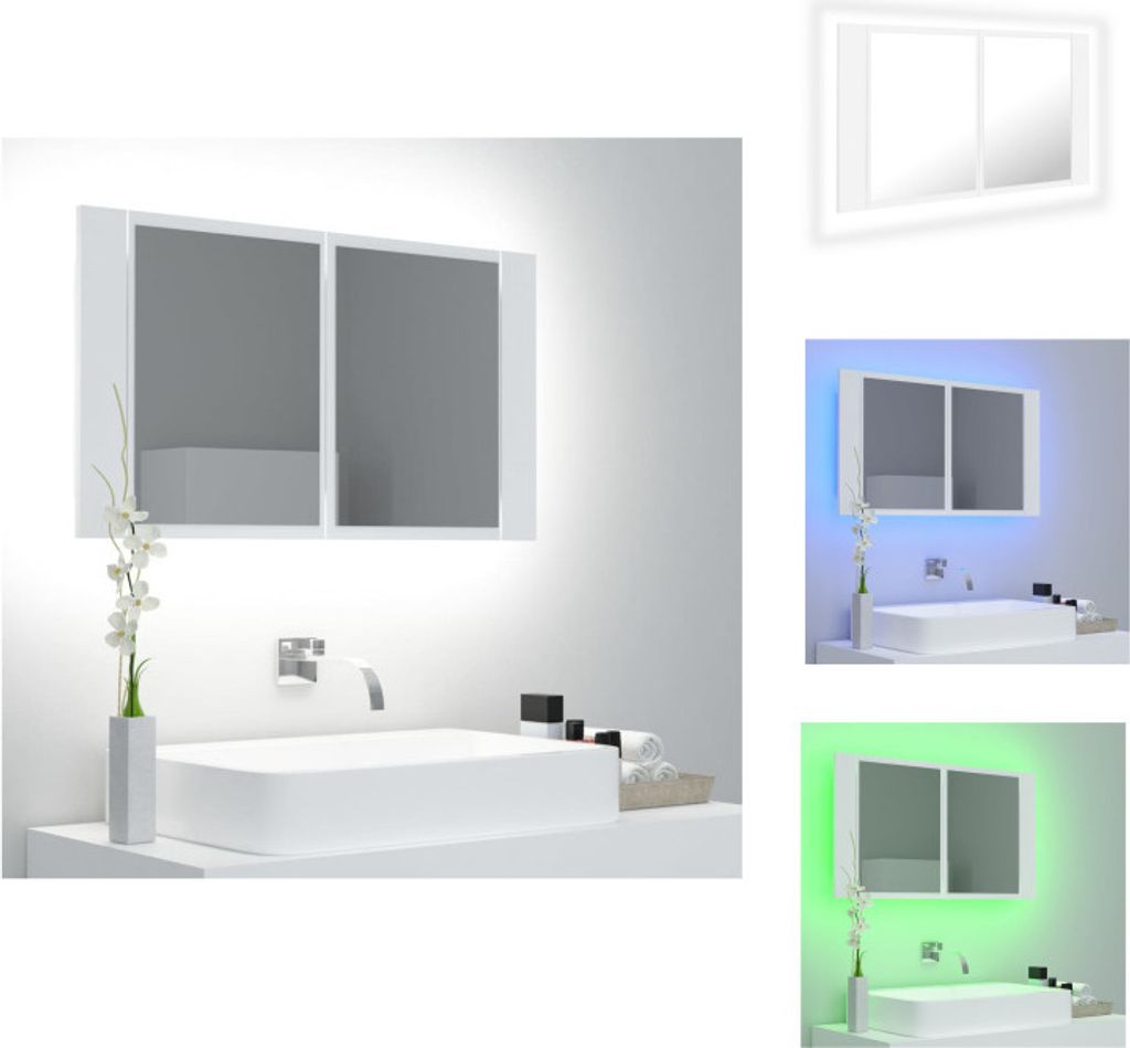 vidaXL LED-Bad-Spiegelschrank Weiß 80x12x45 cm Acryl - Badezimmerwaschtische