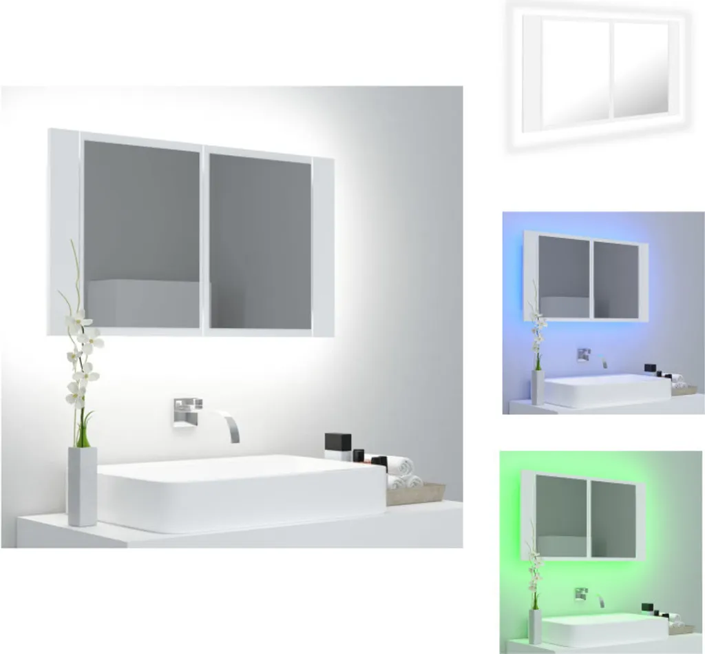 vidaXL Mobile specchio bagno LED bianco 80x12x45 cm acrilico - Mobili bagno