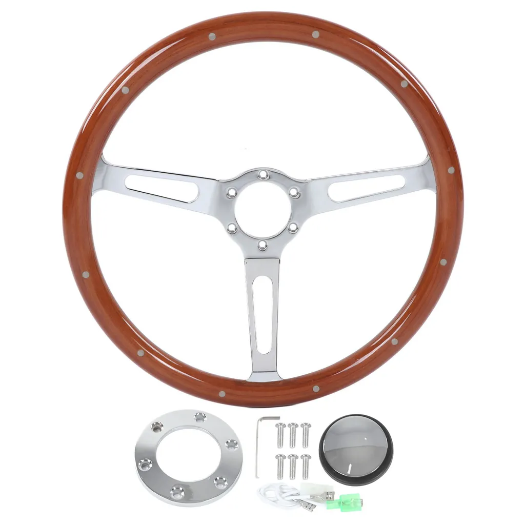 Volant de modification rétro bois et chrome pour intérieur classique