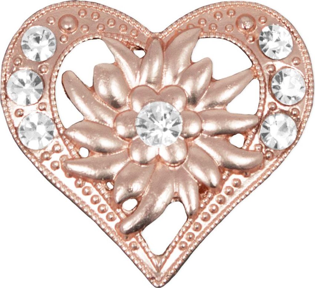 Magnet Brosche Tuchhalter - Roségold Herz mit Strass