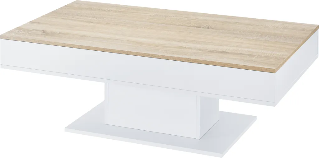 Table basse Lünen avec 2 compartiments 40x110x60 cm chêne et blanc - 2