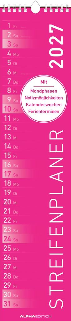 Streifenplaner PINK 2027 Produktbild 