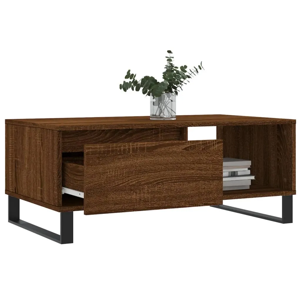 Tavolino Portatile Rovere Marrone | 50x50x35 Cm | Legno Multistrato Per Salotto