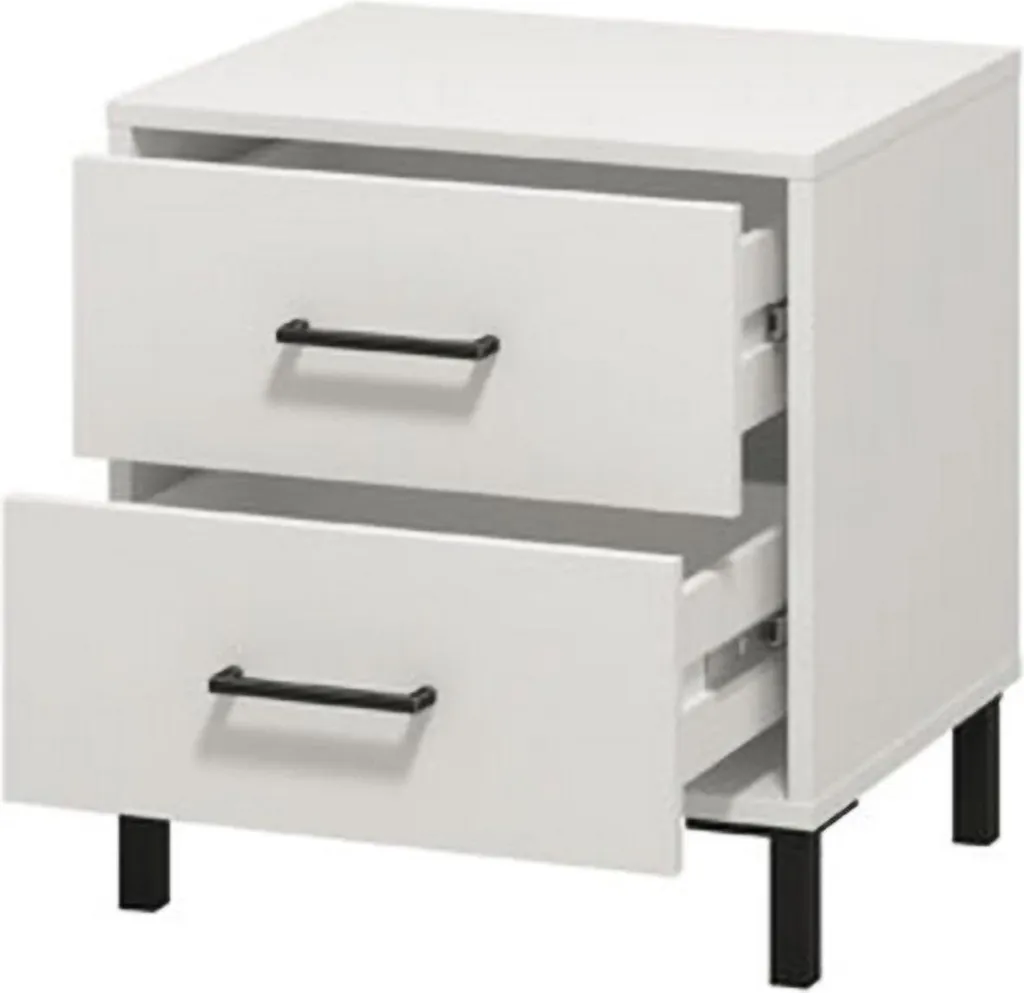 Clanezzo Table de Nuit 48x40x52h cm Blanc avec Étagère de Rangement