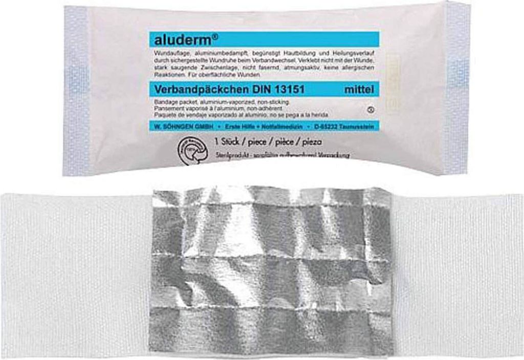 SÖHNGEN aluderm Verbandpäckchen DIN mittel 4 m x 8 cm