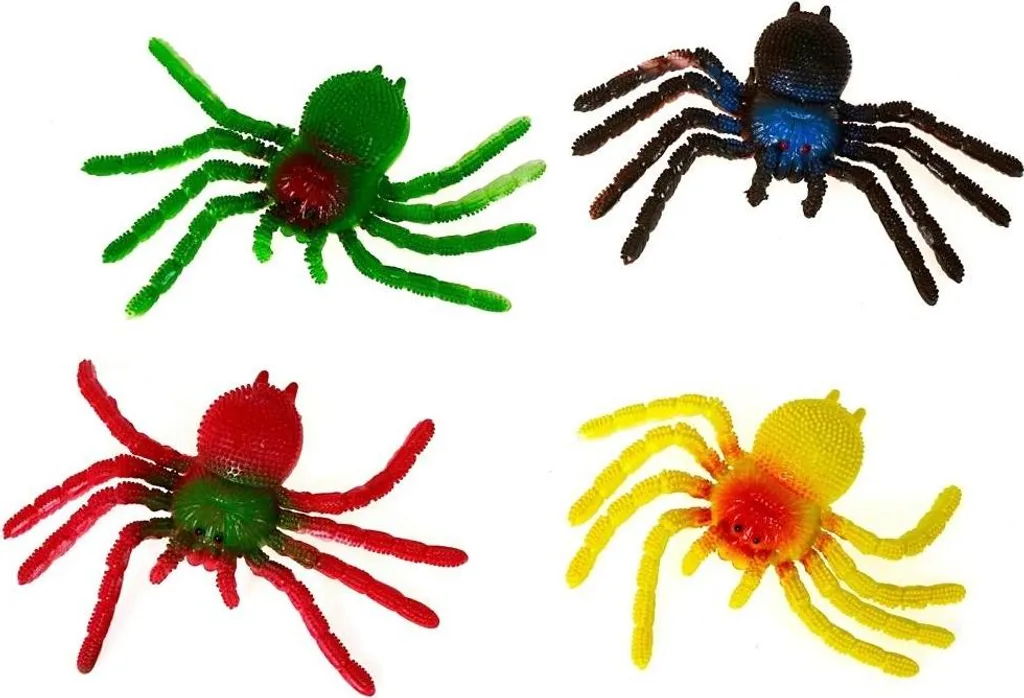 Lot de 20 figurines araignées noires 15x8cm en gomme souple et réaliste