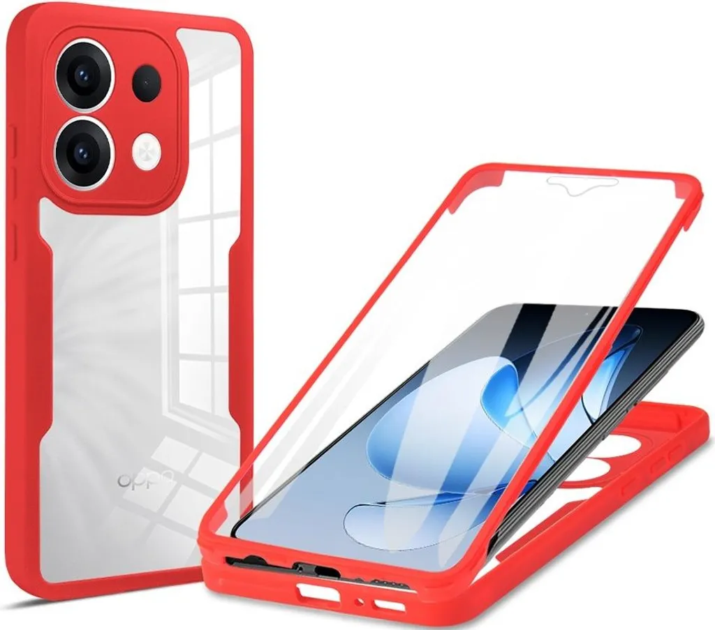 Custodia per Oppo Reno13 - Cover integrale Phonesta Slim Protect 360 Case con protezione schermo - Rosso