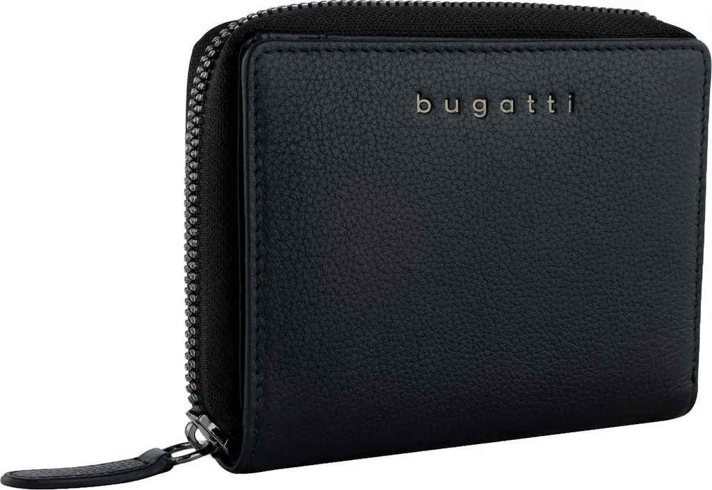 Bugatti Mira Portafoglio Donna Nero - Vera Pelle RFID Zip Wallet