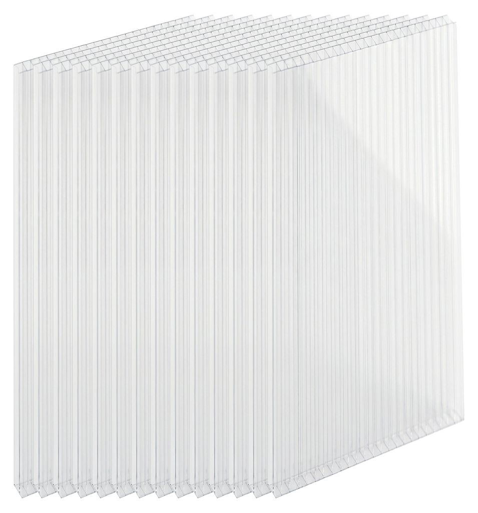 Relaxdays Doppelstegplatten 14er Set, Hohlkammerplatten 6mm, für Gewächshaus, HB: 121x60,5 cm, Polycarbonat, transparent
