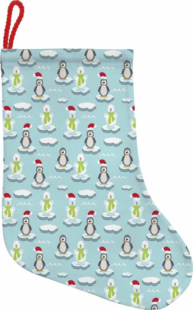 ABAKUHAUS Lustig Hängende Nikolausstiefel Weihnachtssocken, Penguin Snowman Eisscholle, Weihnachtsstrumpf zum Aufhängen, 35x50cm, Mehrfarbig