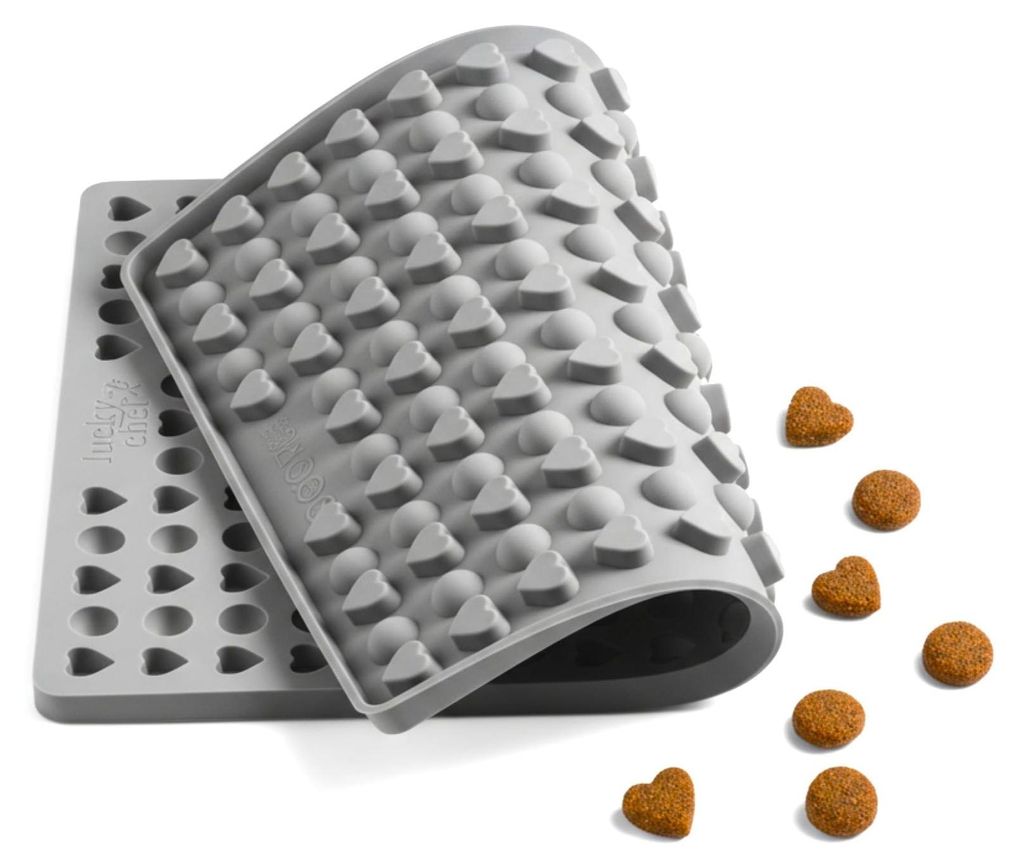 Backmatte für Hundekekse, herzförmige Halbkugeln, Silikon-Backform für Hundeleckerlis, hitzebeständig, lebensmittelecht, BPA-frei, Antihaftbesc...