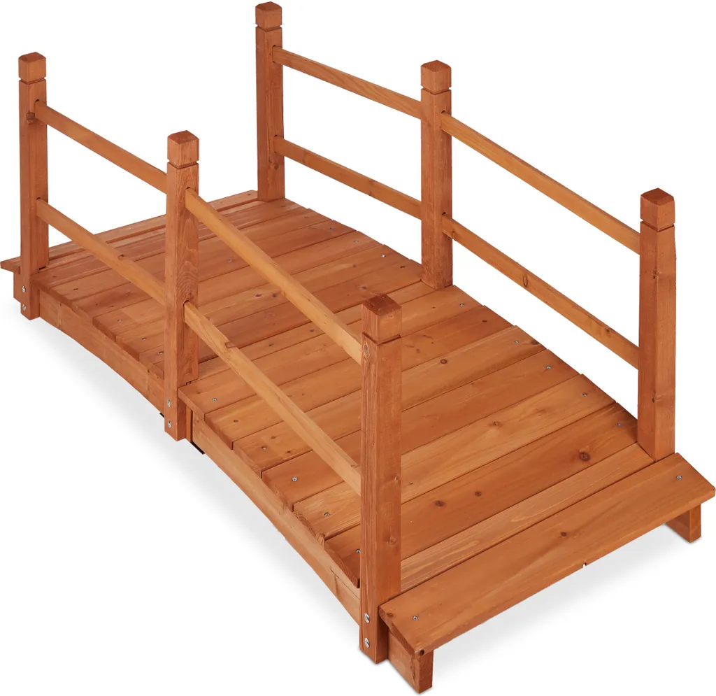 Passage sécurisé pour jardin : Pont en bois avec rampe anti-chute