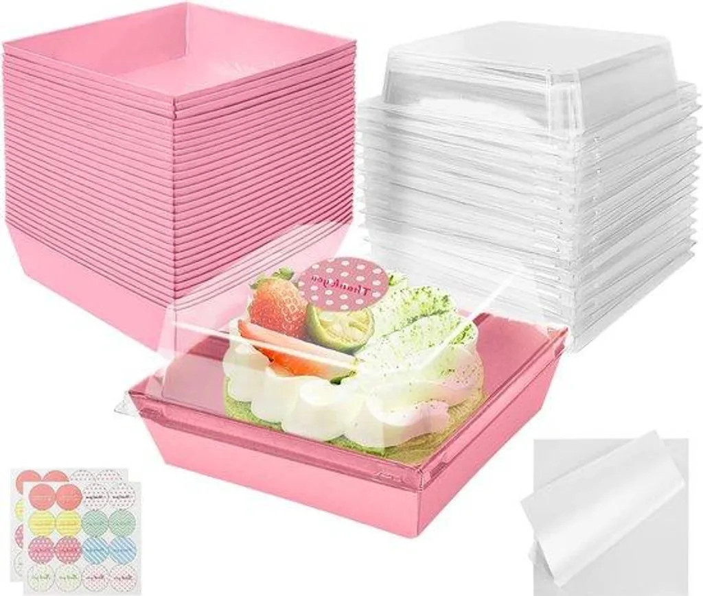 Boîtes à Emporter pour Sandwichs et Pâtisseries avec Stickers Roses