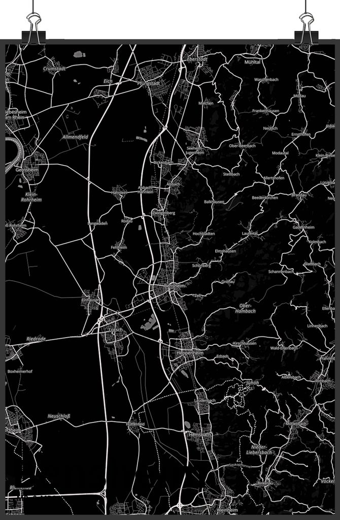 Mr. & Mrs. Panda Bild Bensheim DIN A4 - Geschenk, Stadt Dorf Karte Landkarte Map Stadtplan, Plakat, Wandbild, kunstdruck poster, drucke, wanddeko