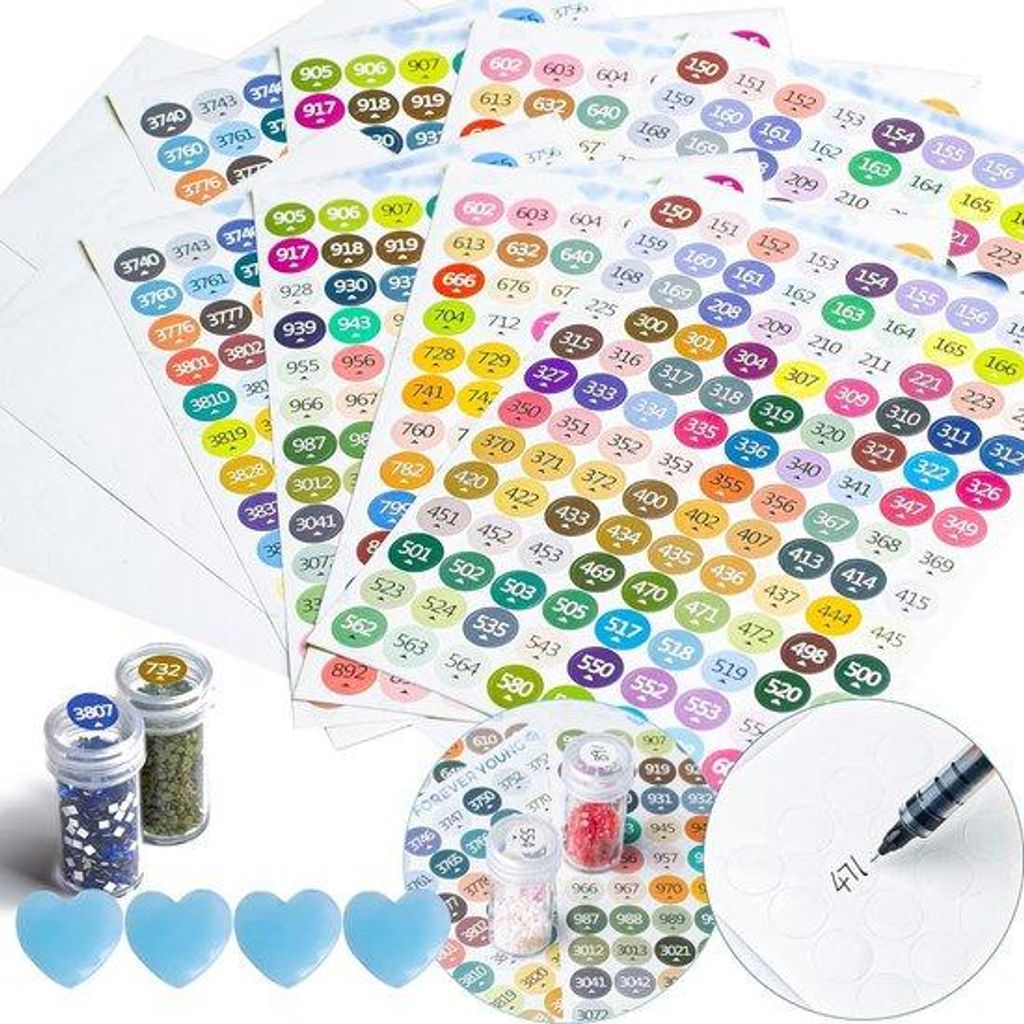 2 Diamantverf-Sets, 447 Farb-Sticker, Diamantverf-Zubehör