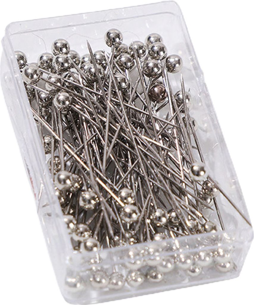 100 Teile/schachtel Bunte Runde Top Hijab Pins mit Aufbewahrungsbox One Tip Design Feste Nähen Pins Handwerk Werkzeuge-Silber