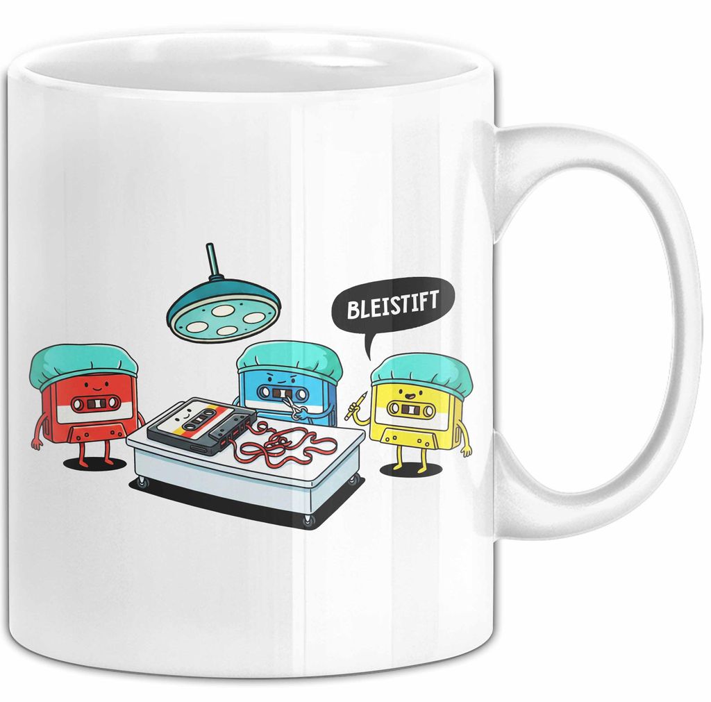 Retro Kassette OP Arzt Tasse Geschenk Lustige Geschenkidee Spruch Bleistift (Weiß)