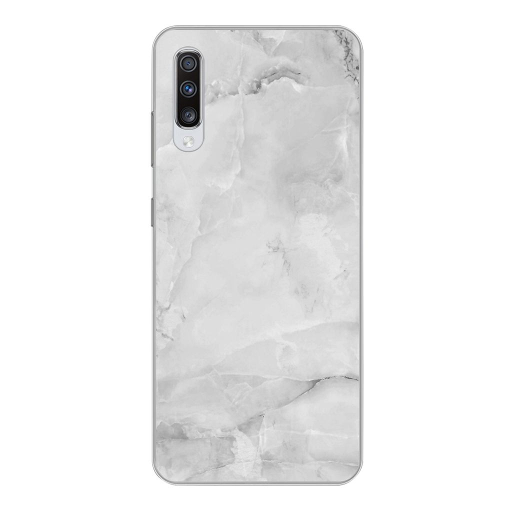 MuchoWow Handyhülle Schutzhülle Hülle für Samsung Galaxy A70 Marmor - Stein - Weiß - Grau - Marmoroptik Silikon Softcase Handy Hülle - Schu...