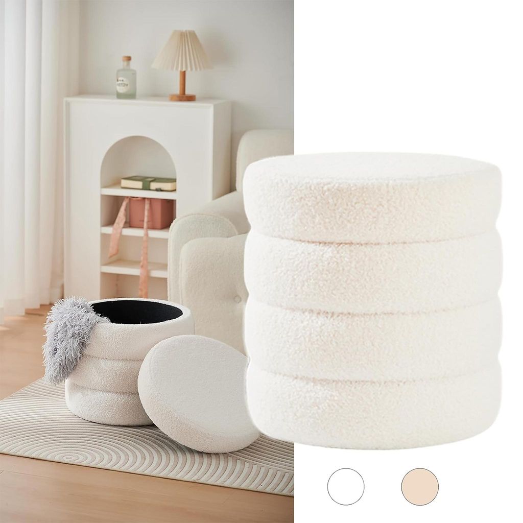 Teddy Hocker mit Stauraum Rund Sitzhocker Produktbild 