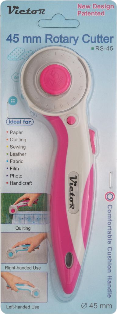 Victor Rollschneider in Pink mit 45mm Klinge zum Nähen und Produktbild 