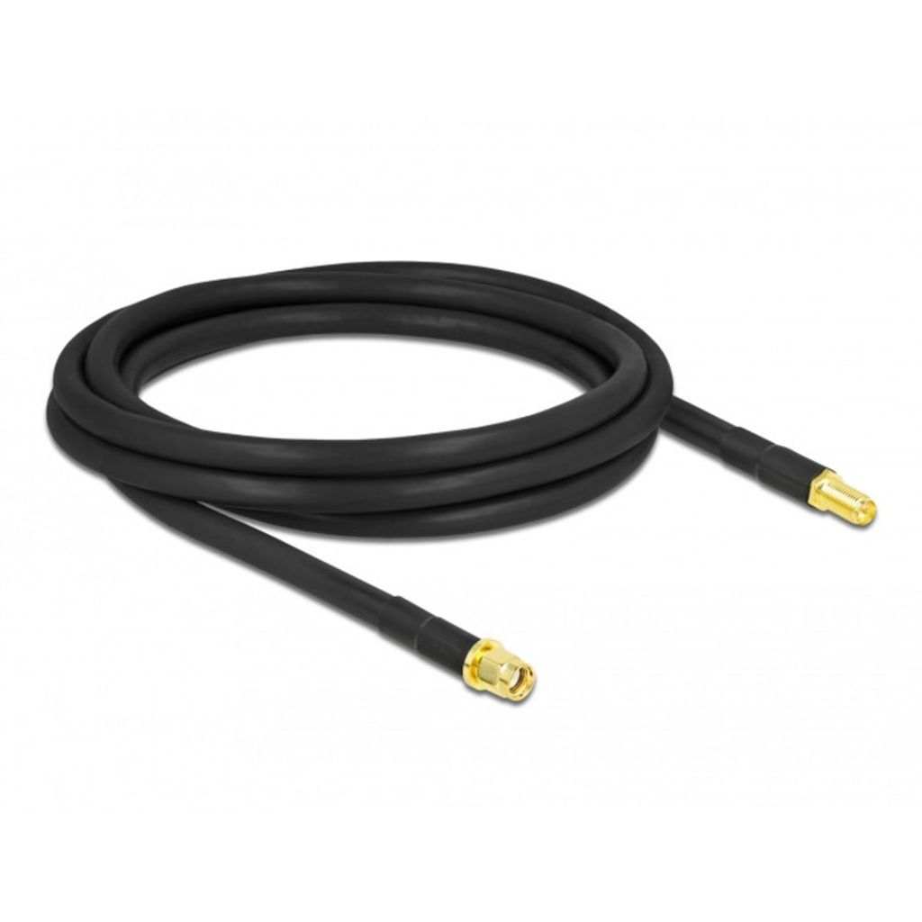 DeLOCK Antennenkabel RP-SMA Stecker zu RP-SMA Buchse LMR/CFD300 2 m low loss, 2 m, LMR300, RP-SMA, RP-SMA, Schwarz