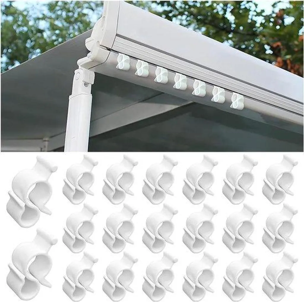 20 crochets de marquise blancs en S pour auvent camping-car et tente