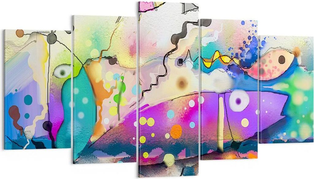 Bild auf Leinwand - Leinwandbild - Fisch Abstraktion - 160x85cm - Wand Bild - Wanddeko - Wandbilder - Leinwanddruck - Bilder - Kunstdruck - Wanddek...