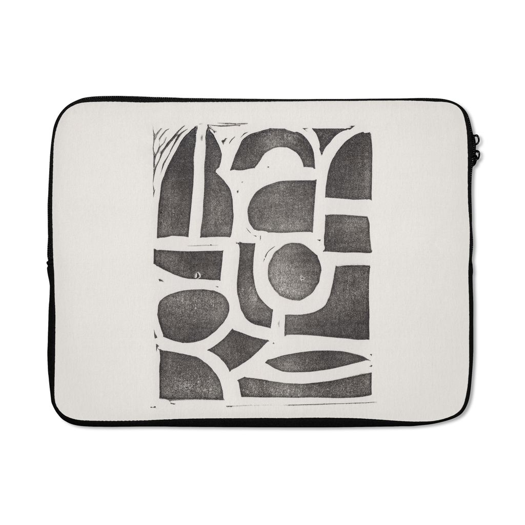 MuchoWow Laptop Hülle 17 Zoll Laptoptasche Abstrakt - Formen - Schwarz - Zipper - Schutzabdeckung