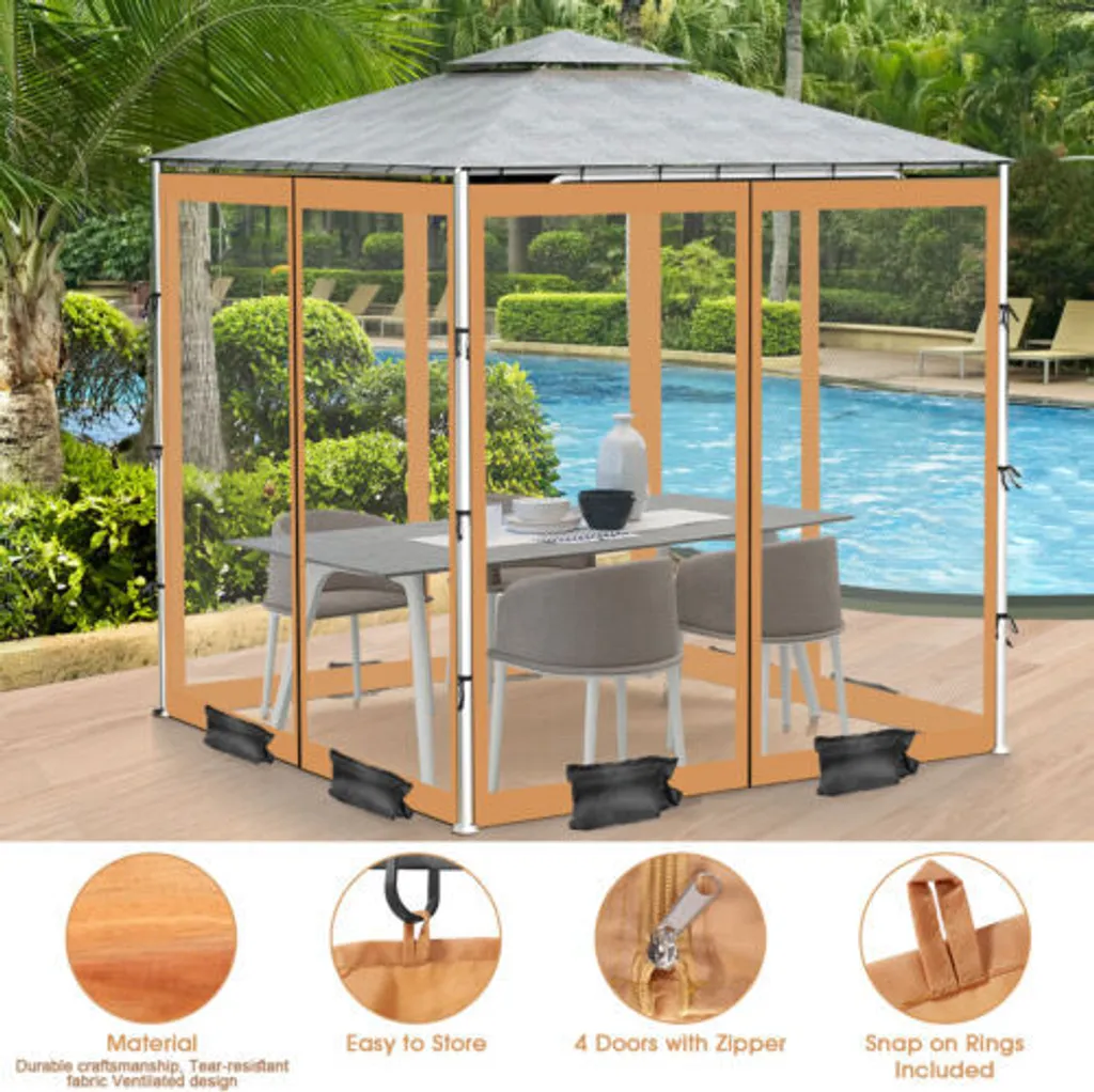 Moustiquaire de pavillon extérieure marron 3x3,6m avec leste