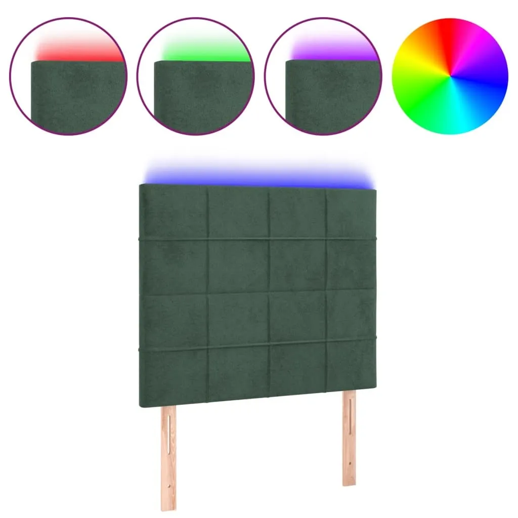 Testata Letto LED Velluto Verde 90x5x118/128 cm - Relax Assoluto