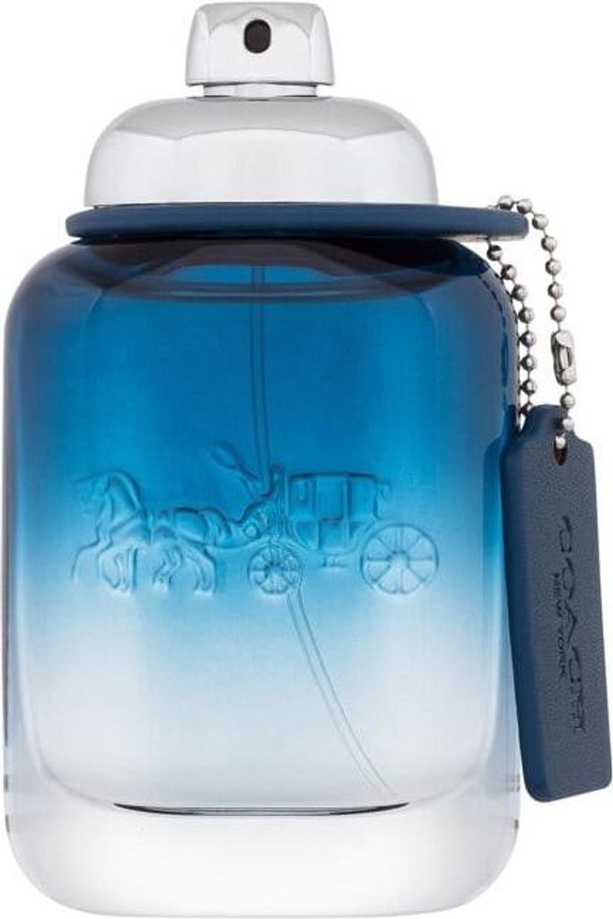 A bottle of Coach Blue Eau de Toilette for men.