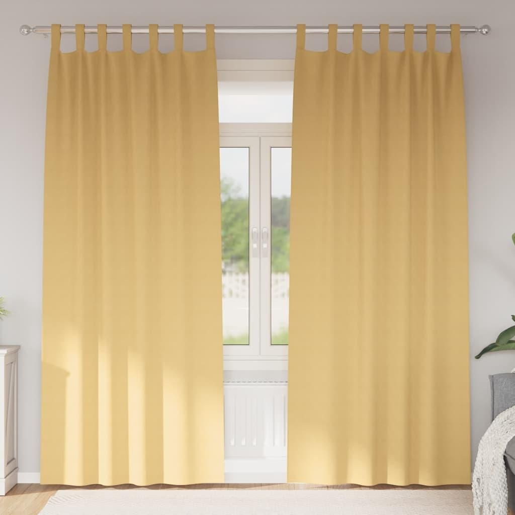Vorhänge mit Vorhängen 2 pcs Beige 260 x 140 cm Polyester, Gardinen & Vorhänge Design Möbel Neu