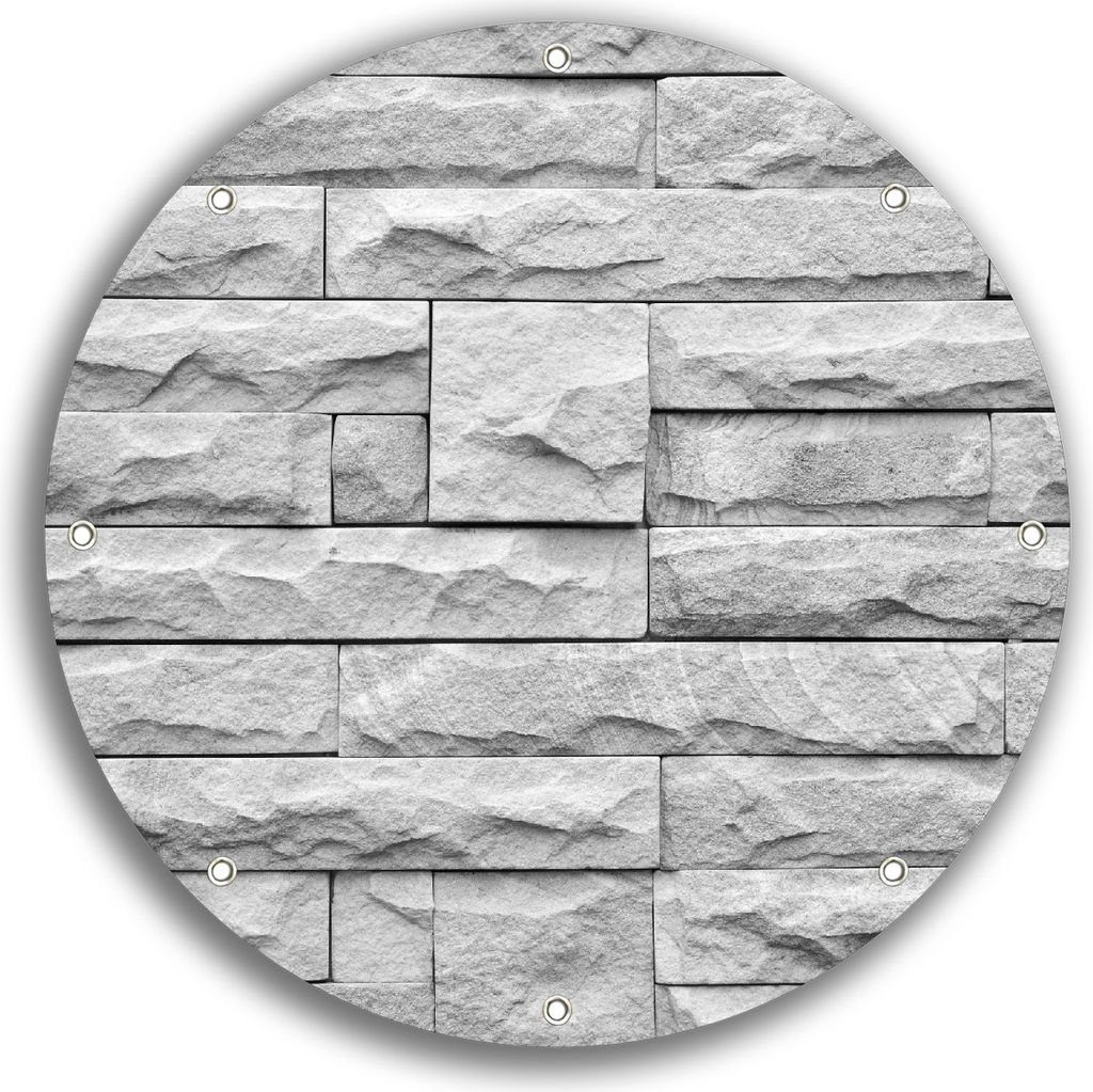 Wallario rundes Outdoor-Poster für Garten oder Balkon, Motiv Steinwand grau, 30 cm Durchmesser