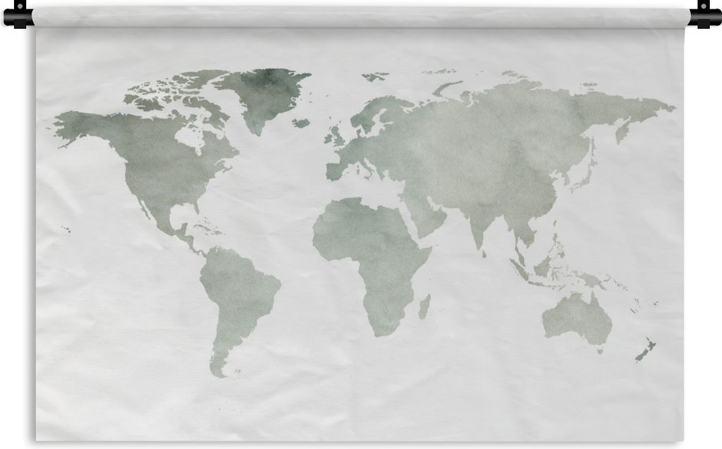MuchoWow Wandteppich Wandbehang Weltkarte - Grau - Aquarell 120x80 cm Tapisserie Dekoration Wandtuch - Wanddekorationen - Wandtücher