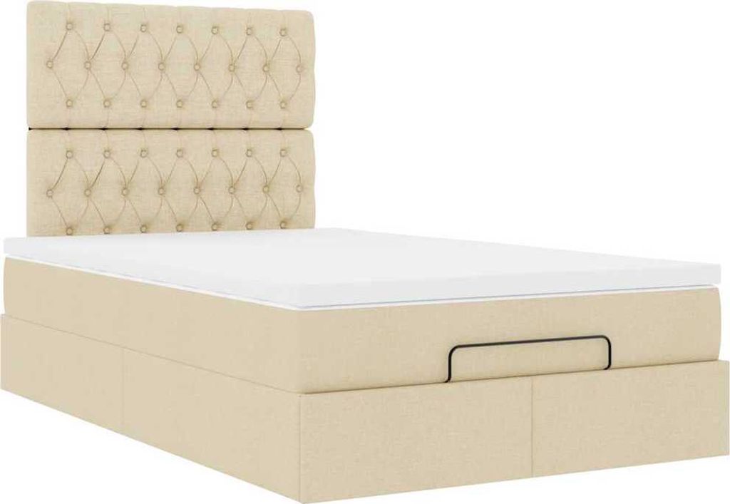 Ottoman-Bett mit Matratze Creme 120x200 cm Stoff