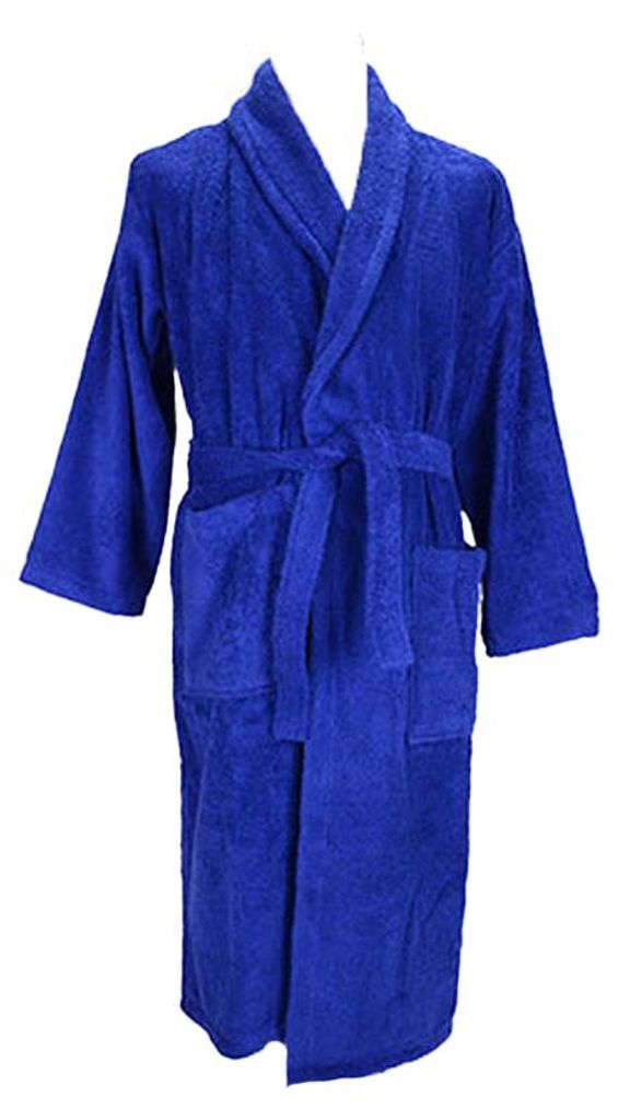 ARTG - Morgenmantel für Herren/Damen Uni, Schalkragen LT5006 (S-M) (wahres Blau)