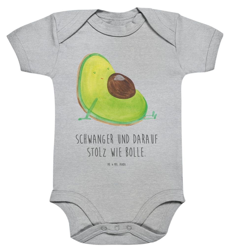 Mr. & Mrs. Panda Babybody Avocado Schwangerschaft 12. - 18. Monat - Heather Grey - Geschenk, Schwanger, babykleidung body, baumwolle, Strampler, Ba...