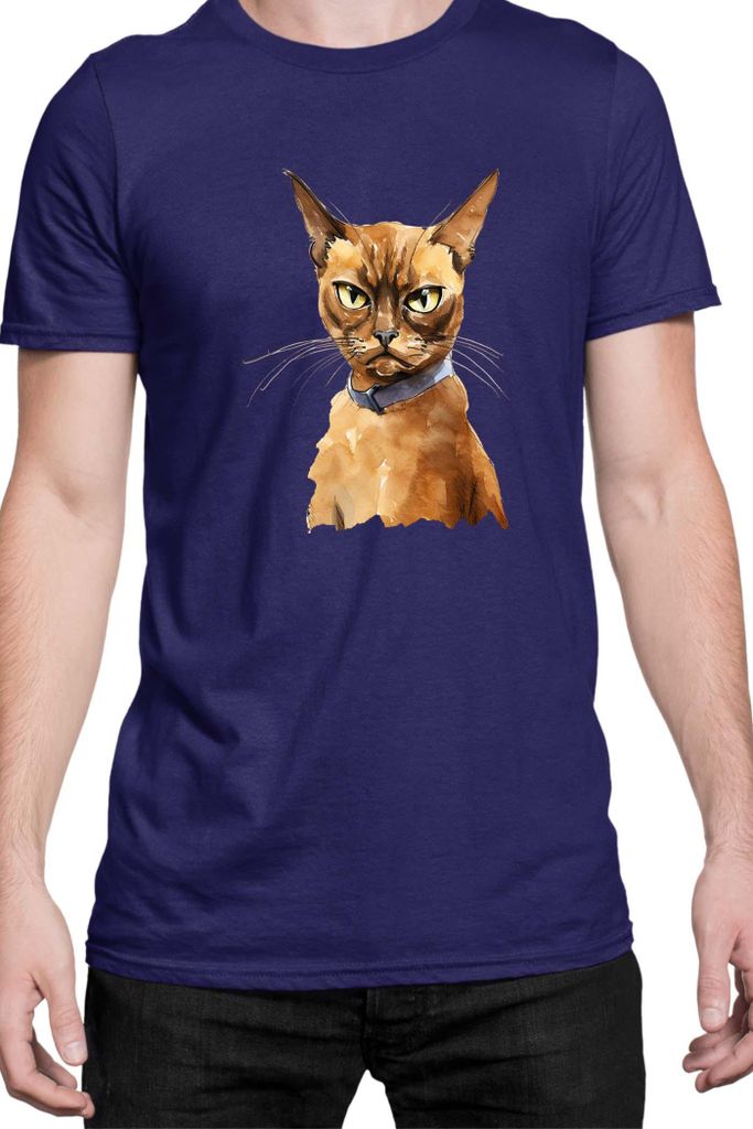 Herren T-Shirt Funny Cats Breeds Burmese Cat 020, Man S / Dunkelblau