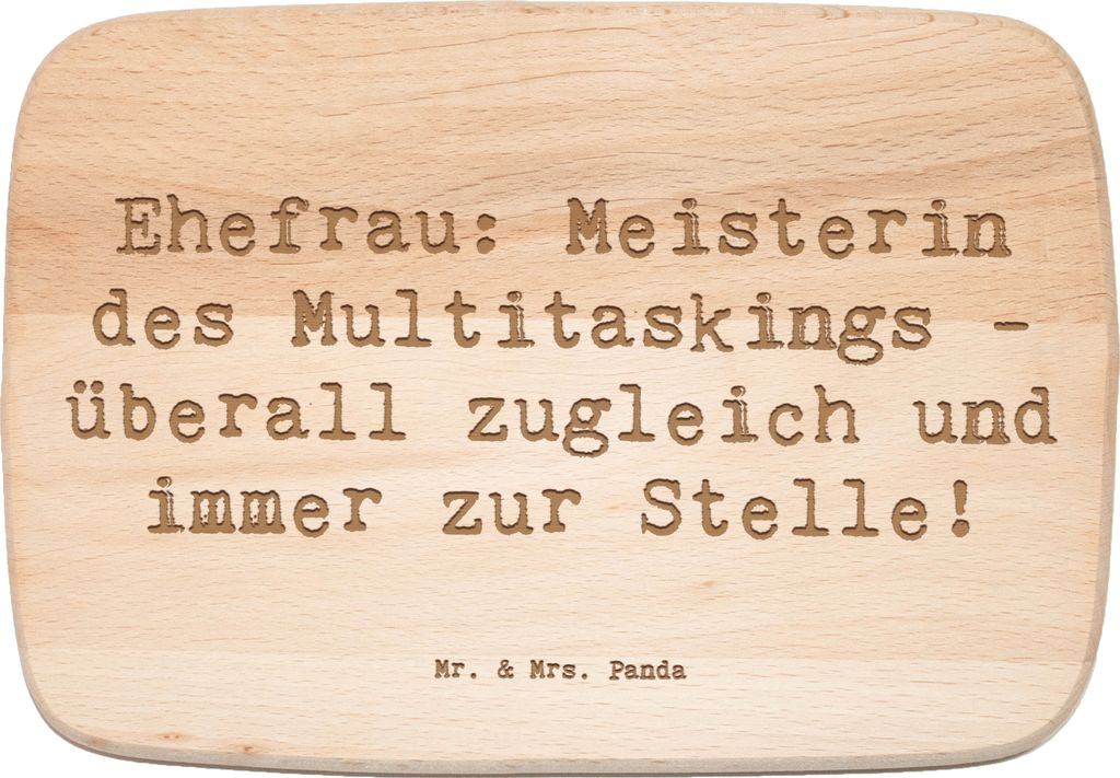 Mr. & Mrs. Panda Frühstücksbrett Spruch Ehefrau Meisterin - Transparent - Geschenk, Geschenke, Frühstücksbrettchen, Holzbrett, massivholzbrett,...