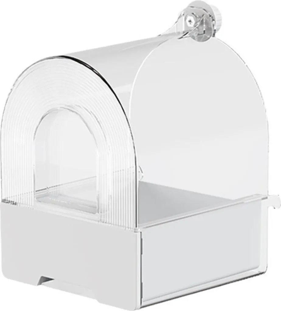 INF Bagno Multifunzionale per Pappagalli: Trasparente, Spazioso, Facile da Installare Bianco