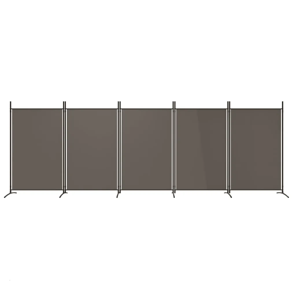 Paravent pliable 5 volets vidaXL 433 cm de large Anthracite et Acier Noir - 12
