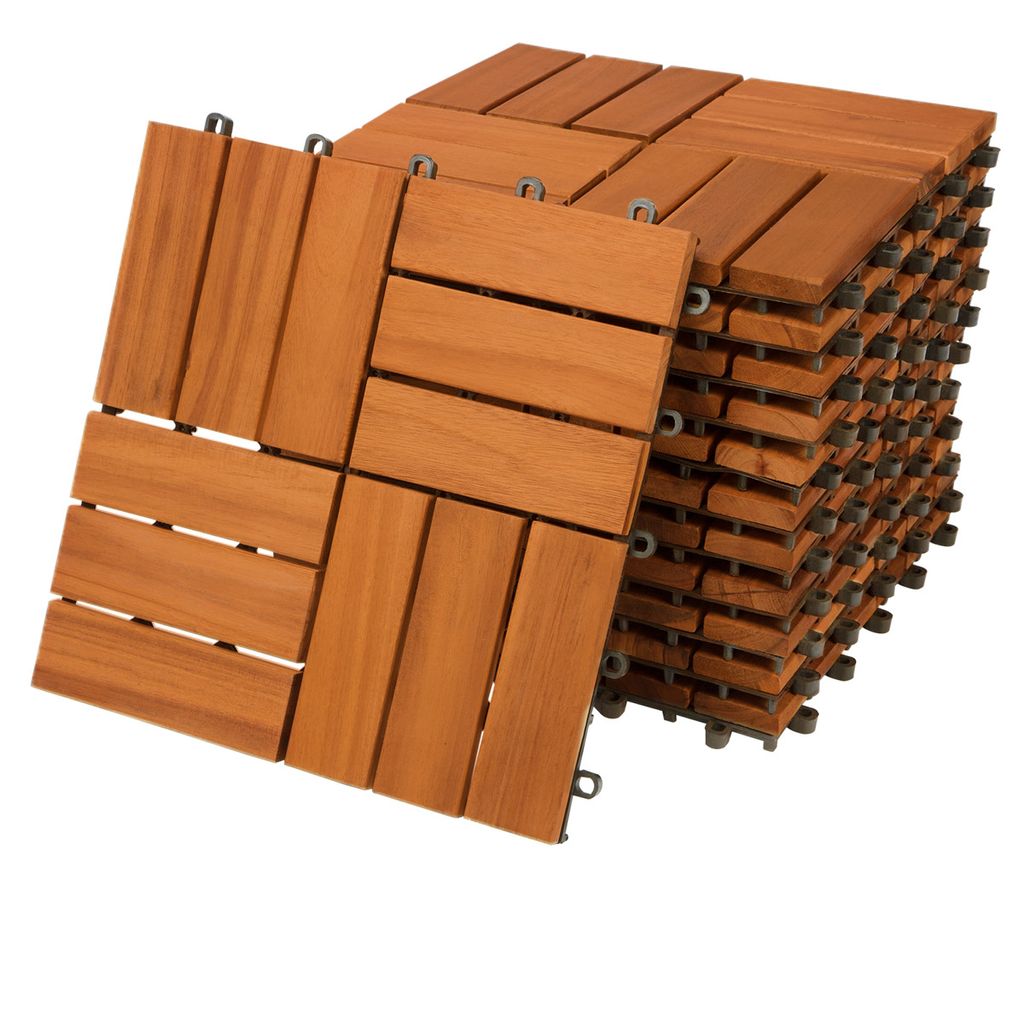 Holzfliese Akazienholz FSC®-zertifiziert 30x30cm Fliese Stecksystem Zuschneidbar 