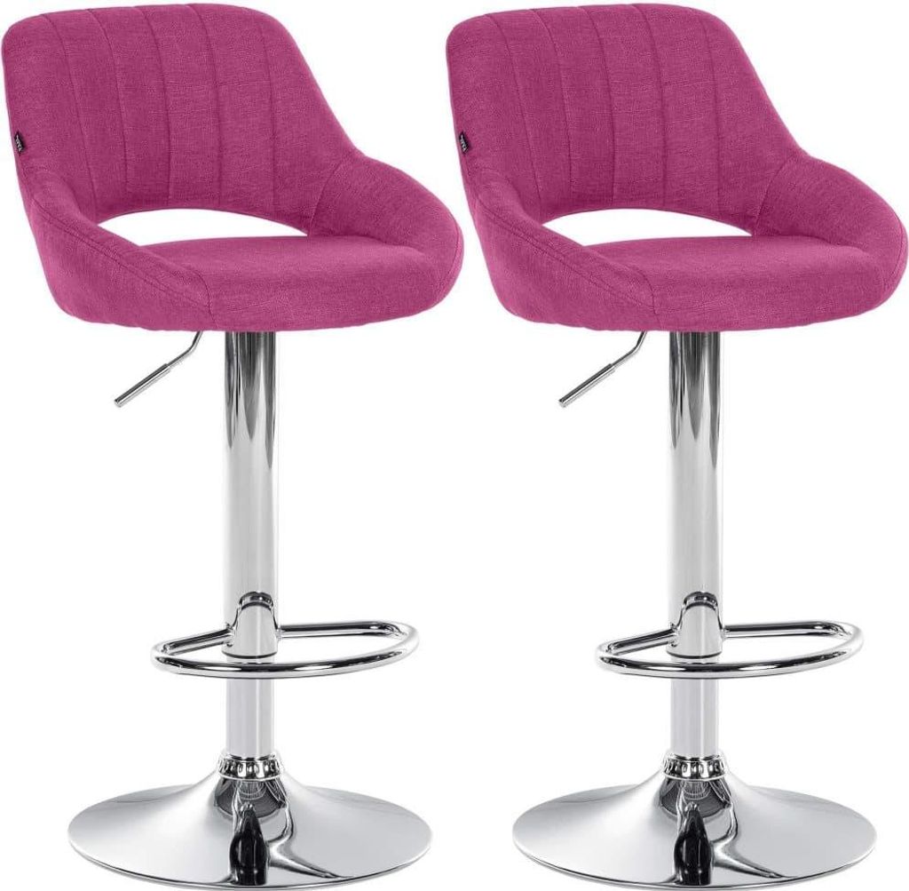 2-teiliges Barhocker-Set - Barhocker - Höhenverstellbar mit 360° Drehfunktion | Farbe: Lila | Material Basis: Metall in Chromoptik