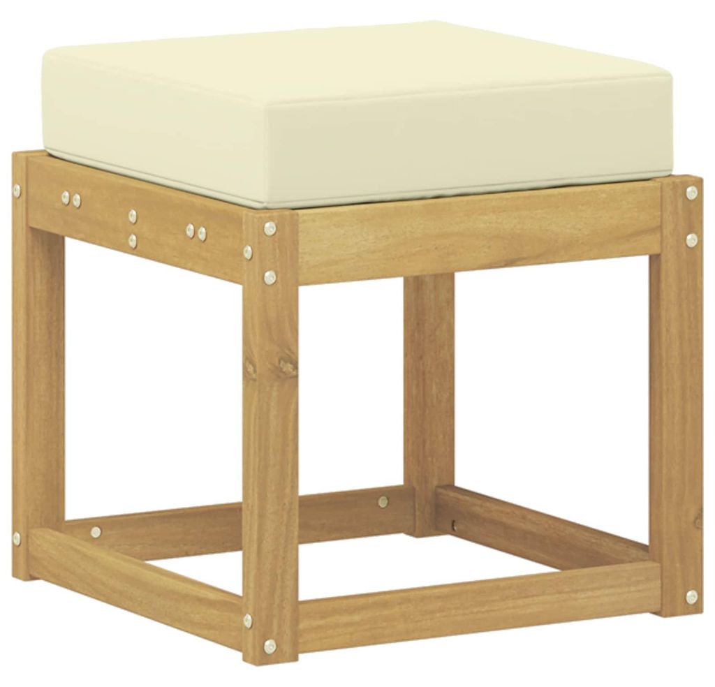 Outdoor Hocker Bank Weiß 43 x 43 x 45 cm Massivholz Akazie