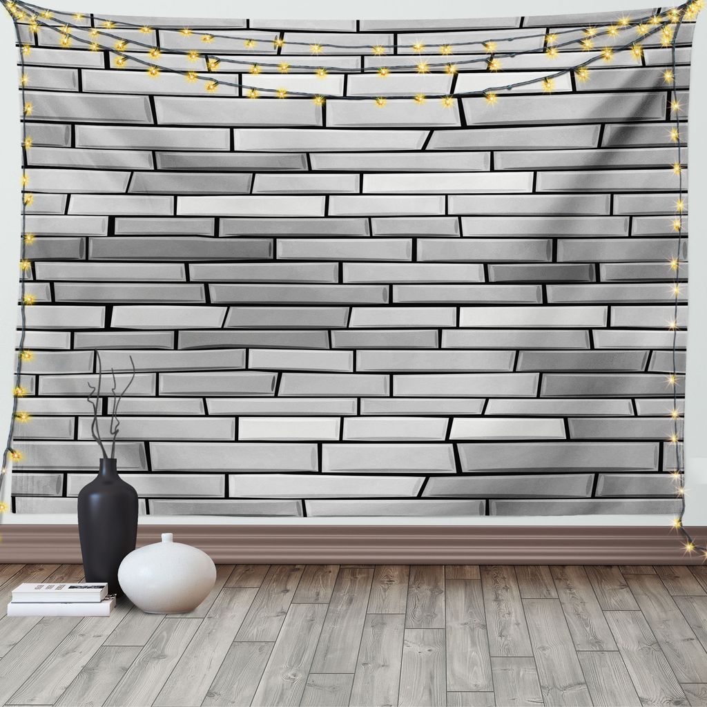 ABAKUHAUS Grau Wandteppich, Backsteinmauer-englische Art, Wohnzimmer Schlafzimmer Heim Seidiges Satin Wandteppich, 200 x 150 cm, Grün