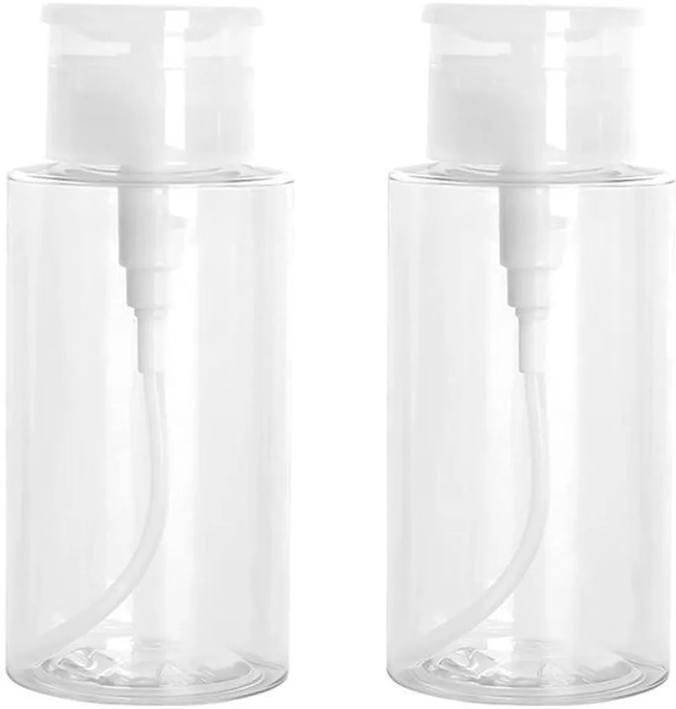 Lot de 2 Flacons Pompe Transparents 200 ml avec Pompe Verrouillable