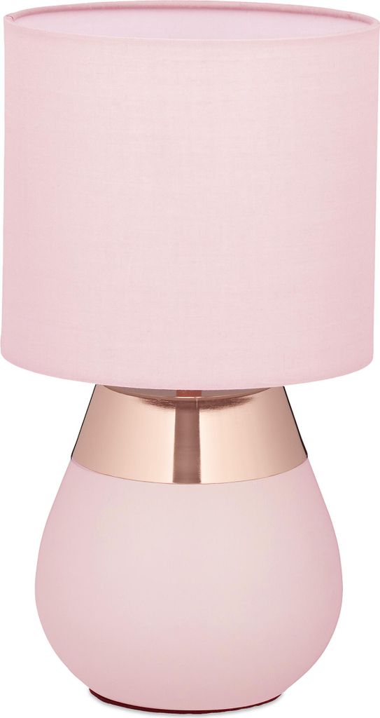 relaxdays Tischlampe mit Stoffschirm